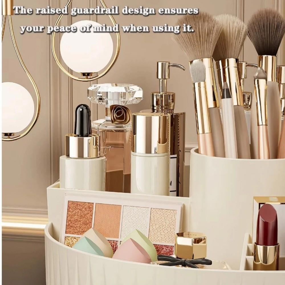 360° Rotatable Desktop Shelf PP Open Grid Organizer Portable Cosmetic Storage Box For Vanity Desk