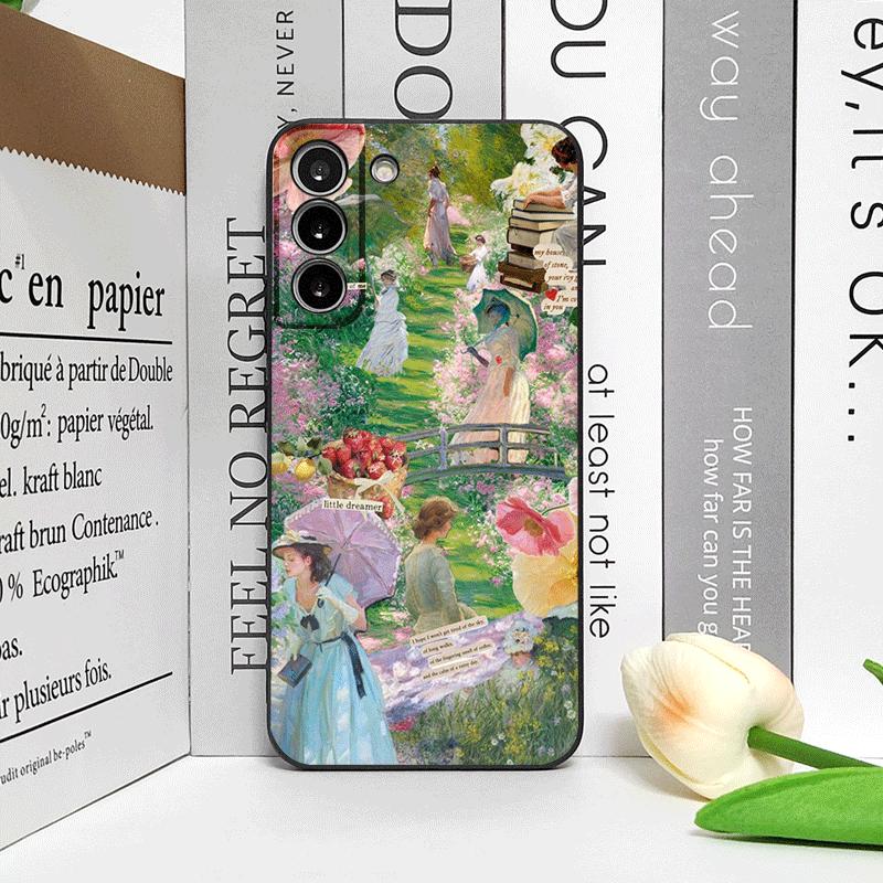 Роскошный красивый чехол для телефона девушки для Samsung Galaxy S25 S24 S23 Ultra S22 Plus S21 FE S25 Edge Мягкая крышка Coque Искусство Клода Моне