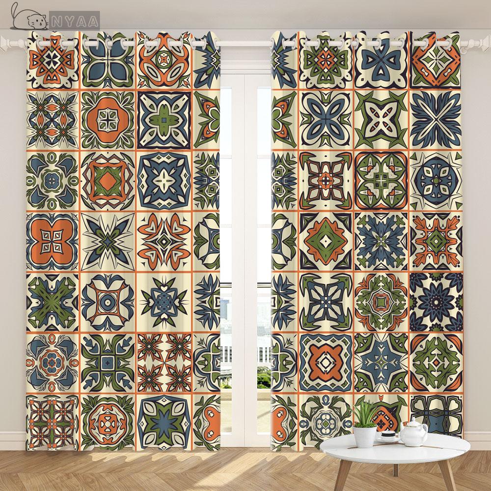 Заказная богемная этническая занавеска с винтажным узором для гостиной и спальни в африканском стиле с цветочным узором