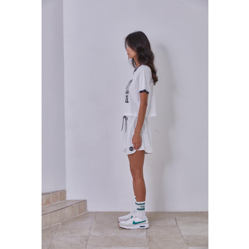 THE GREEN LAB Women'S Recycled Sweat Shorts [White Melange]