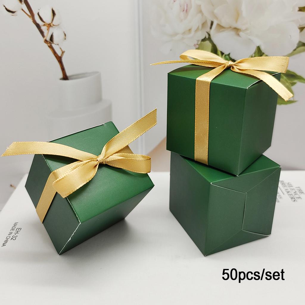 10/50 шт. зеленая квадратная коробка конфет, подарочная коробка, упаковочная коробка, вечерние, свадебные принадлежности, принадлежности для выпечки