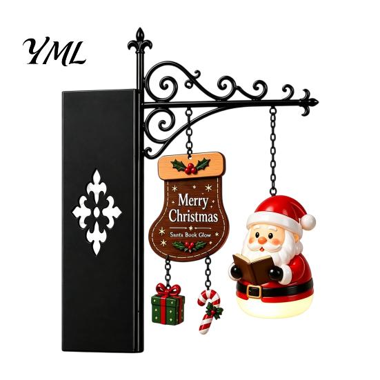 Bookshelf Lighting Christmas Hanging Light, Snowman Book Nook Lamp, Metal Festive Reading Accents Floating Library Lantern Decor, Holiday Ornament for