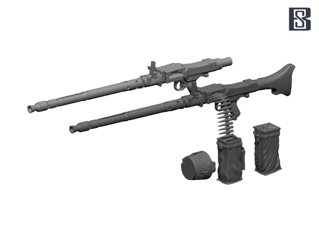 Модель BSK Масштаб Вторая мировая война Немецкий пулемет MG34 2 4 3D-печатный Сборка BSKC35022 1/35 Зенитная установка на транспортное средство, Типы, Детали, Набор,