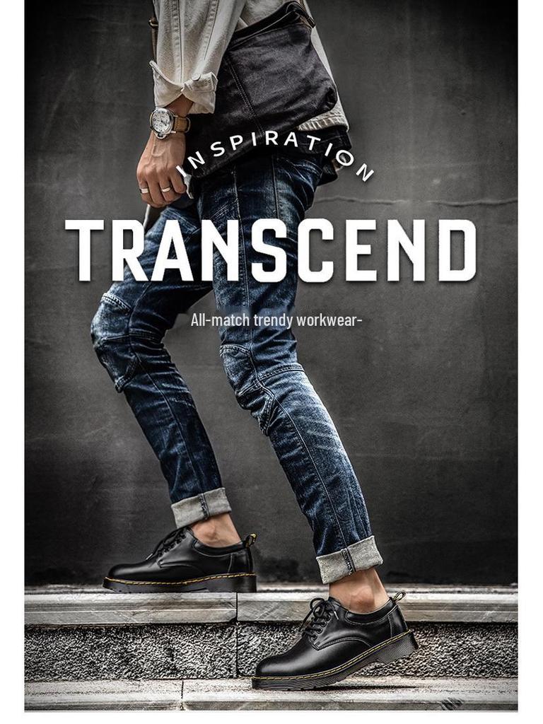 Мужские низкие ботинки Martin из натуральной кожи — большой размер, повседневная рабочая обувь в стиле ретро для весны и лета.