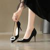 Модная обувь для женщин 2024 года, фирменный дизайн, женские туфли-лодочки, сексуальные туфли с острым носком, повседневные модные туфли на шпильке, элегантные свадебные туфли для невесты
