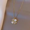 Ожерелье 'Счастливый клевер' женское позолоченное 'кошачий глаз' нежная лепестковая ключичная цепочка простое темпераментное женское шейное украшение