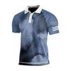 Men's Three Button Printed Lapel Short Sleeve Shirt Top