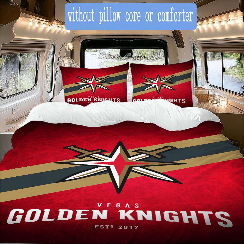 Vegas Golden Knights Print Pattern Bedding,Quilt Set Quilt Cover Pillowcase Home Birthday Gift (1*duvet cover+2*pillowcase,without core)ZSJT0917387