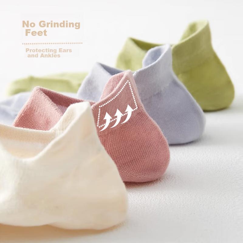 Women's Boat Socks, 6 Pairs, Pure Cotton, 5A Grade Short Socks, Shallow Mouth Invisible Socks, Anti-Friction Women's Socks