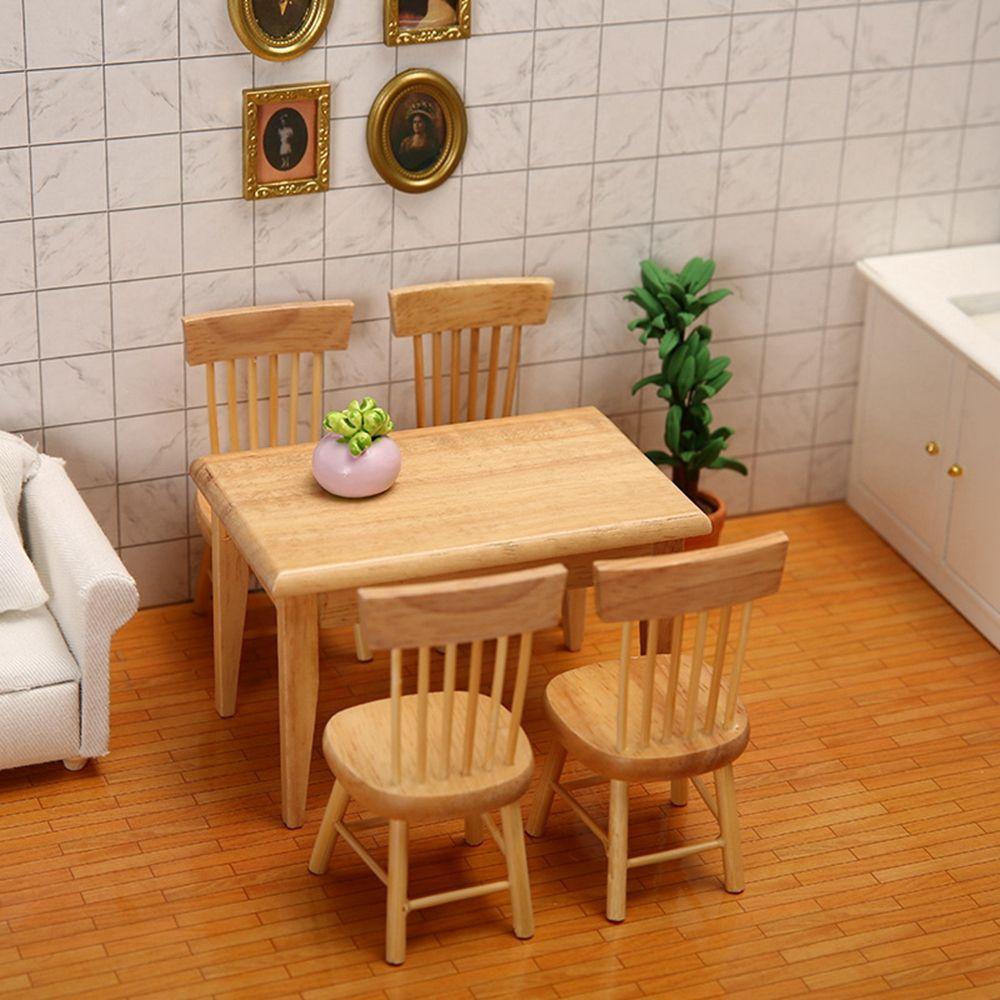 Accessories 1/12 Dollhouse Doll House Decoration Simulation Chair Wooden Table Table Furniture Toys
