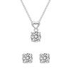 Fashion Platinum Plated Solitaire Diamond Pendant Necklace Jewellery Set Gifts for Women and Girls
