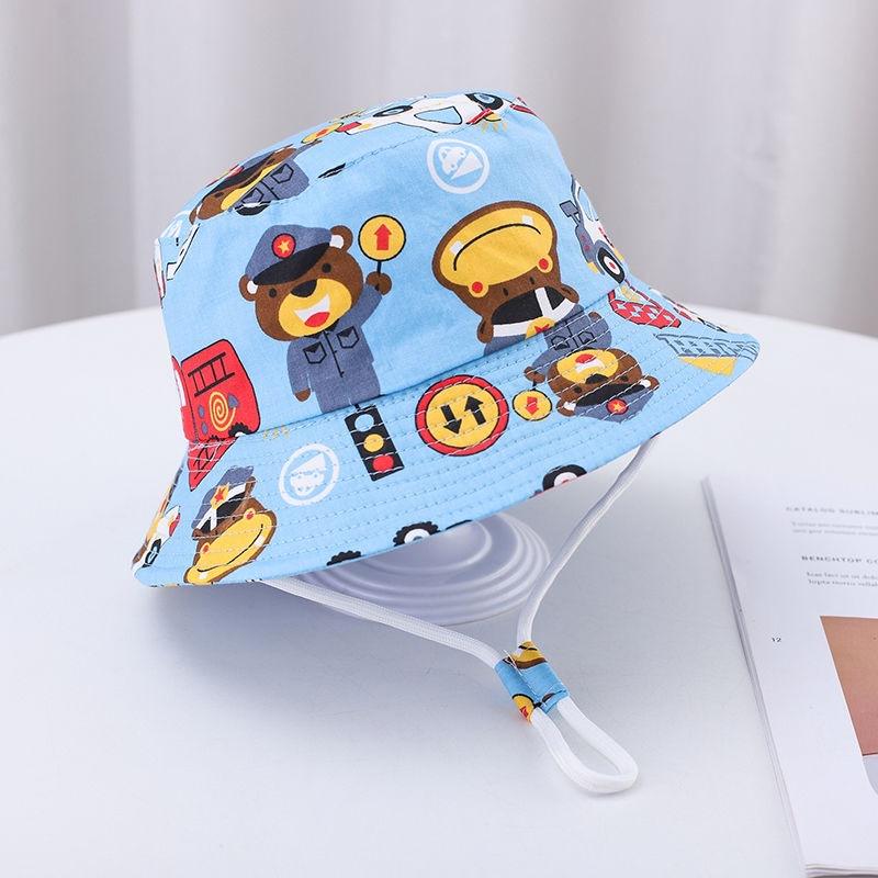 Kids Cartoon Bucket Hat Spring Summer Baby Sun Protection Cap Boys Girls UV Shield Outdoor Beach Fishing Hat