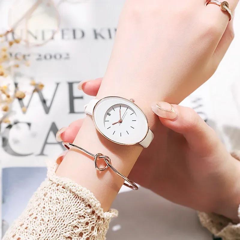 Minimalist Oval Women Watches Simple Elegant Ladies Wrist Watch Quartz Leather Female Clock Reloj Mujer Relogio No Bracelet