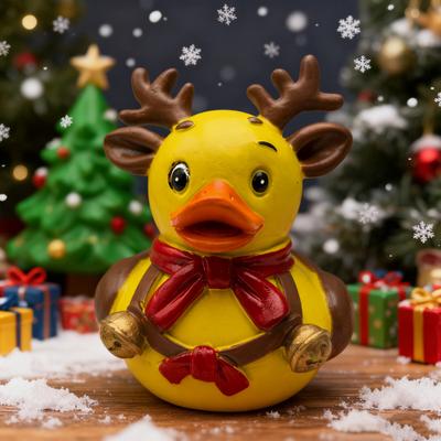 Рождественская фигурка утки Санта-Клаус Олень Эльф Снеговик Статуэтка утки Полимерная смола Скульптура животного Рождество