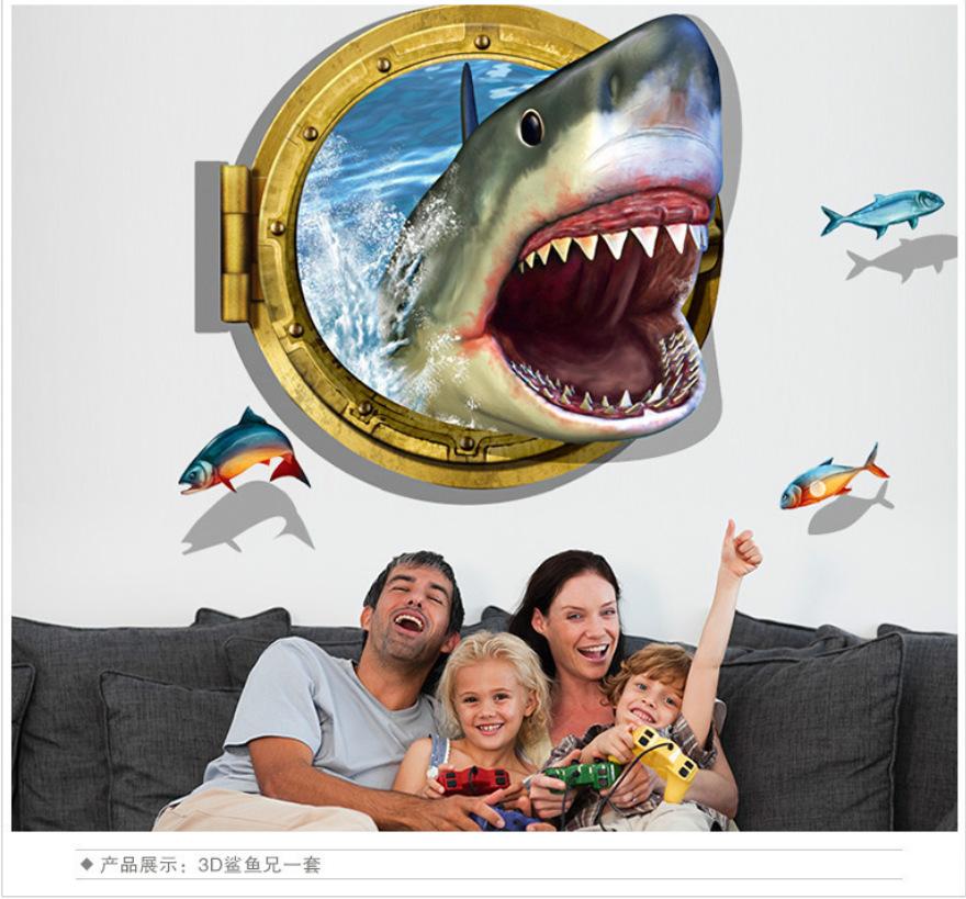 Вне сломанной стены 3D наклейки на стену с изображением морской кита и рыбы для детской комнаты, съемные наклейки из ПВХ «сделай сам», обои, наклейки для украшения дома