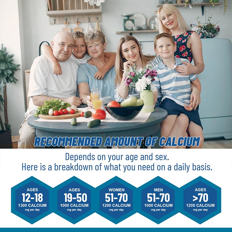 Calcium and Vitamin D3 capsules, calcium and vitamin D3 supplements, supporting adult immune health.