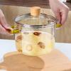 Жаропрочная стеклянная кастрюля с крышкой Быстрый нагрев Медленное кипение Двойные ручки Кастрюля для приготовления супа молока пасты Плита Стеклянная посуда