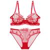 Sexy Lace Cherry Embroidery Plus Size Bra Set - Mesh, Ultra-Thin, Large Cup Minimizer.