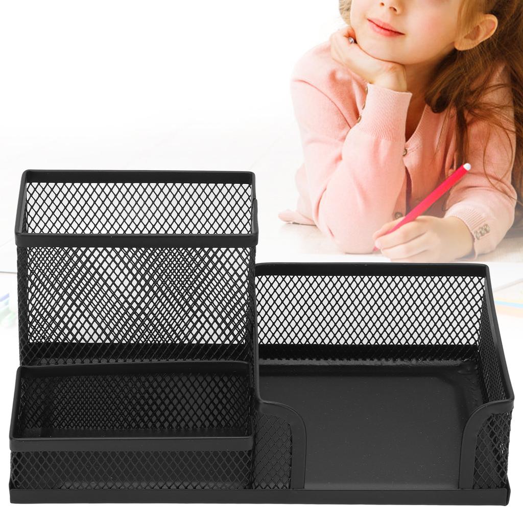 Органайзер для ручек, многофункциональный держатель для ручек, 3 отделения, прочный металлический, классический стиль, маленький