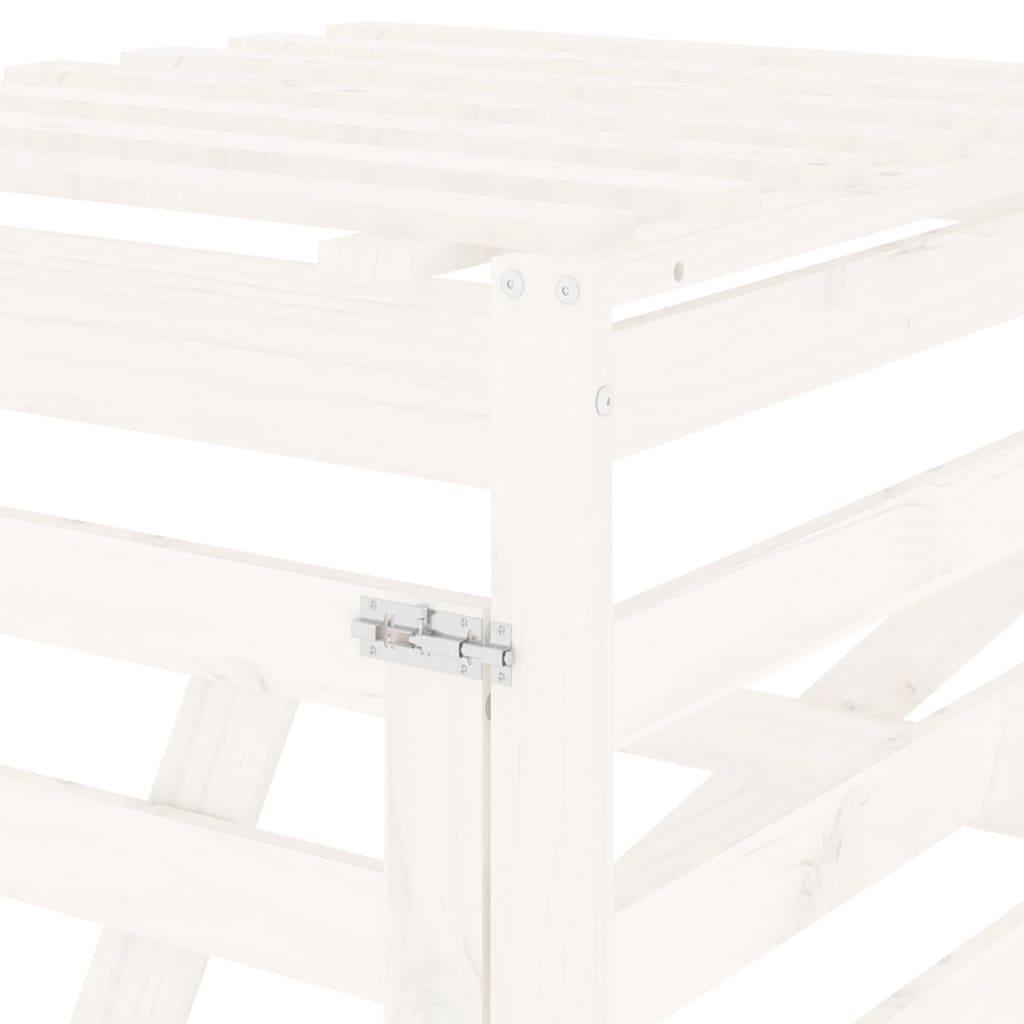 Waste Bin Box Extension White Solid Pine Wood