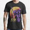100% Cotton Neon Genesis Evangelion Retro Summer Men T Shirts Guitar Printed Casual Top Male Tees