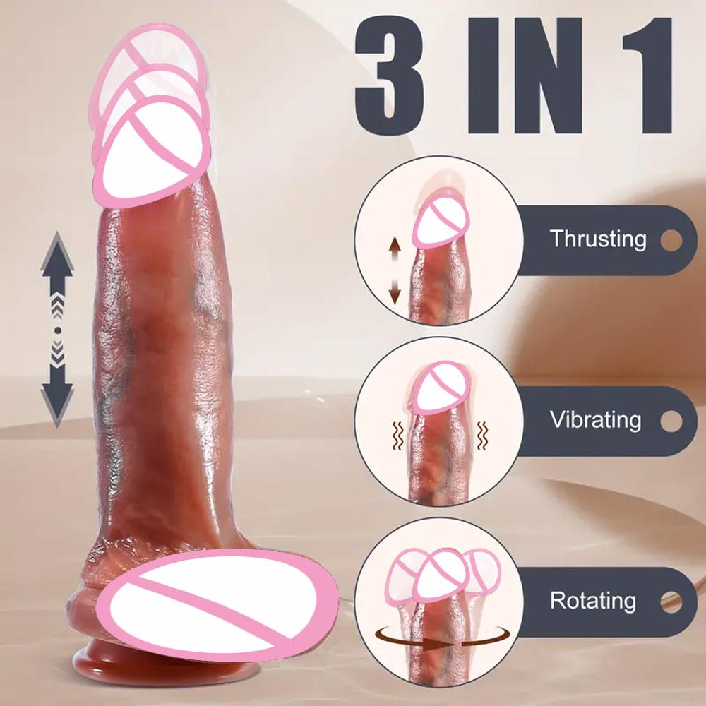 Толстый Большой Дильдо Пенис Контроль Телескопический Вибратор Реалистичная Точка G Вагина Мастурбация Эротический Член Секс-Игрушки Секс-Машины Гей