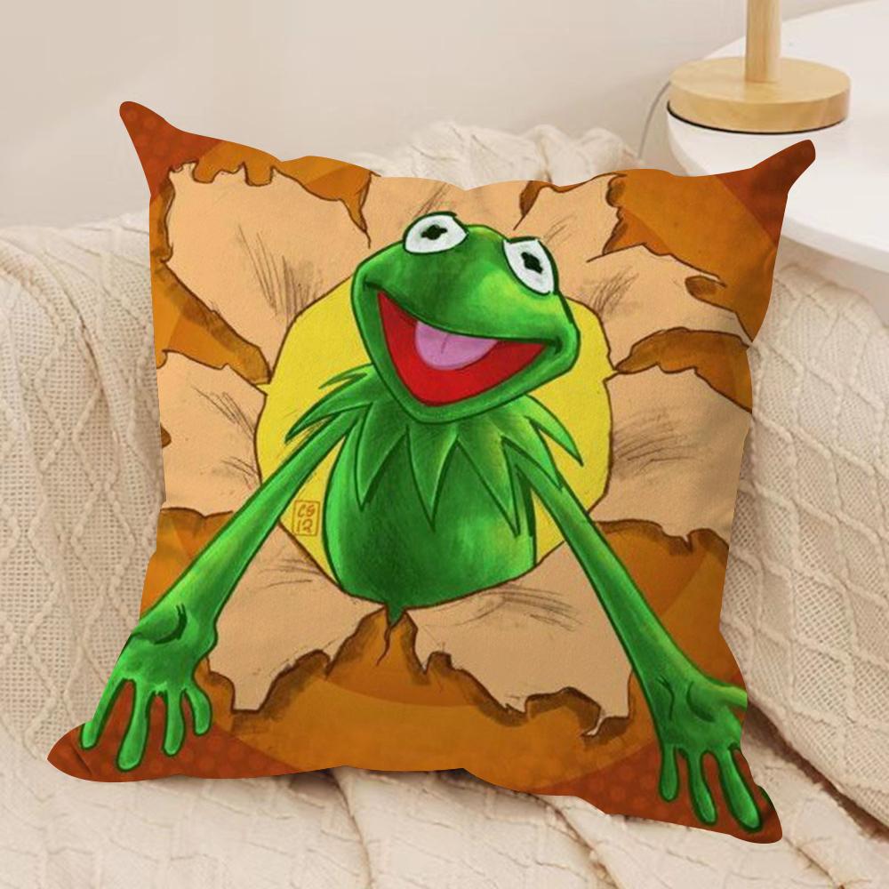Funny KKermit the Frog Cushion Cover Soft Plush Fabric DoubleSided Printed Sofa Cushion Cover for All Seasons Home Decor Gift