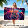 Music Guitar Theme Beach Towel Personalized Custom Name & Text Soft Quick Dry Beach Towel for Swimming Travel