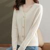 Женский вязаный кардиган среднего возраста, весна и осень, топ, вязаный свитер, кардиган, топ