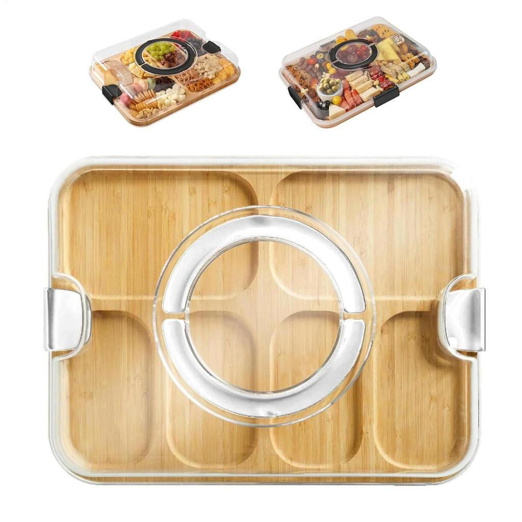 Деревянная сырная доска, поднос для закусок, коробка для пикника, сырная тарелка с сеткой, фруктовая бенто-коробка, подходит для путешествий на открытом воздухе, кемпинга, отпуска