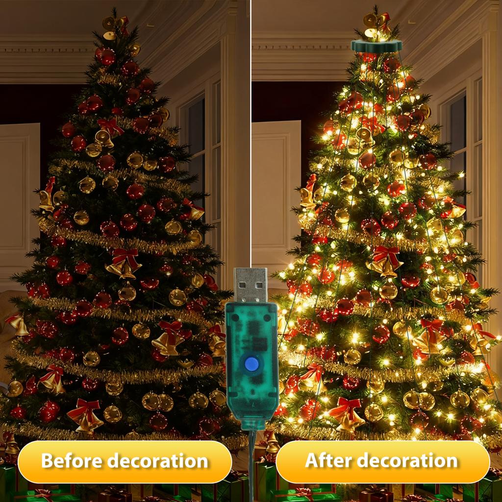 Рождественская светодиодная круглая гирлянда-верхушка для елки, низковольтная, пятиконечная звезда, семицветная, подвесная, декоративная гирлянда для елки