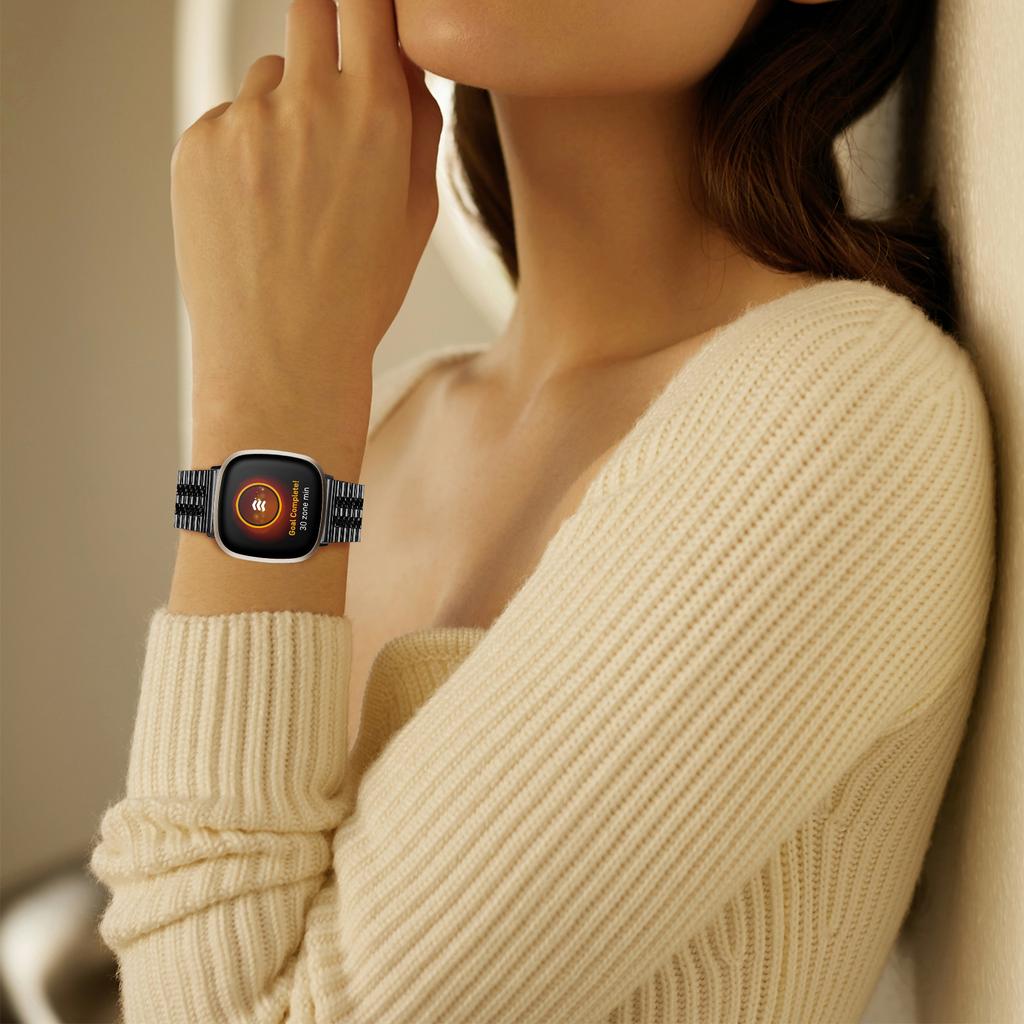 Для умных часов Fitbit Versa 4/Sense 2 ремешок из нержавеющей стали с 5 звеньями, сменный браслет на запястье