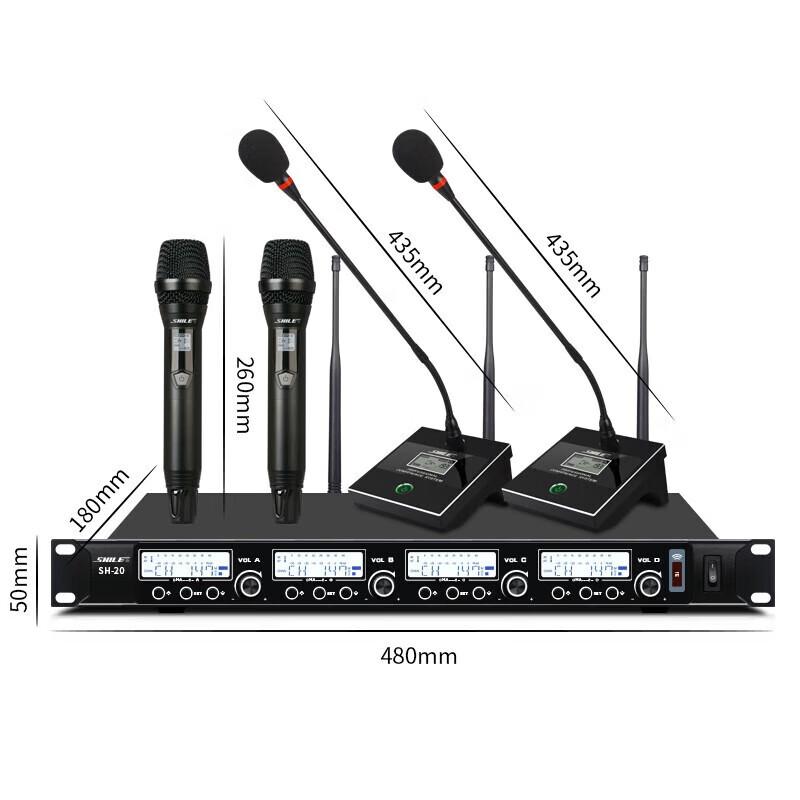 SHILE Conference Room Sound System with Amplifier & Wireless Mics CN plug (adapter included)