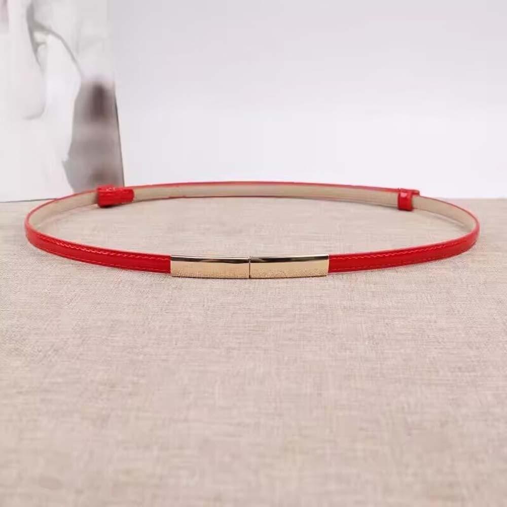 Adjustable Patent Leather Belt Solid Color Durable Thin Buckle Belt Clothes Accessories Versatile Women Waistband Girls