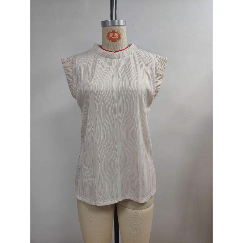 Женская блузка Летняя Однотонная Текстурированная С коротким рукавом Женская рубашка Повседневные топы Модные Новые Свободные С круглым вырезом Женские рубашки