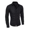 Lapel Long Sleeve Single-breasted Men Shirt Slim Fit Solid Color Business Dress Shirt Top Daily Clothing