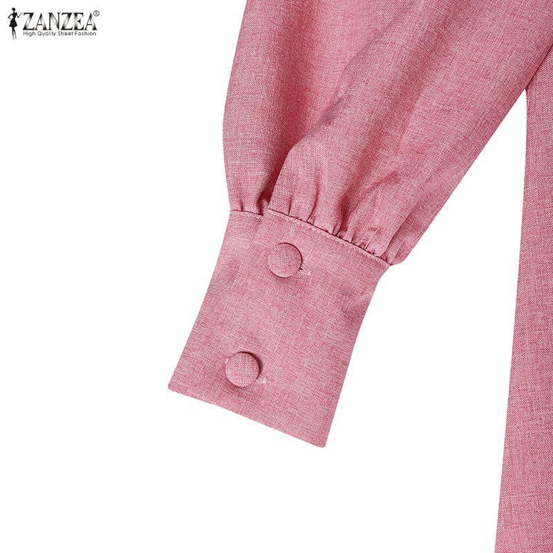 ZANZEA Женское элегантное платье с лацканами, повседневное, с длинным рукавом