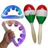 SALUDABLE Illuminated Tambourine and Maracas Set with LED Lights for Parties, Karaoke, Events, and More. Musical Instruments. (2)