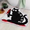 Waterproof Non-slip Rug Halloween Pumpkin Bath Mat, Bathroom with Backing, Cozy Soft Bedroom Accent Mat Absorbent Black Cat for Home Entrance Pattern