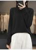Women's Round Neck Hollow Out Wool Knit Sweater - Slimming Seamless Long Sleeve Pullover