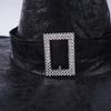 Halloween Witch Hat Vintage Faux Leather Wizard Hat with Buckle Halloween Cosplay Party Costume for Men Women