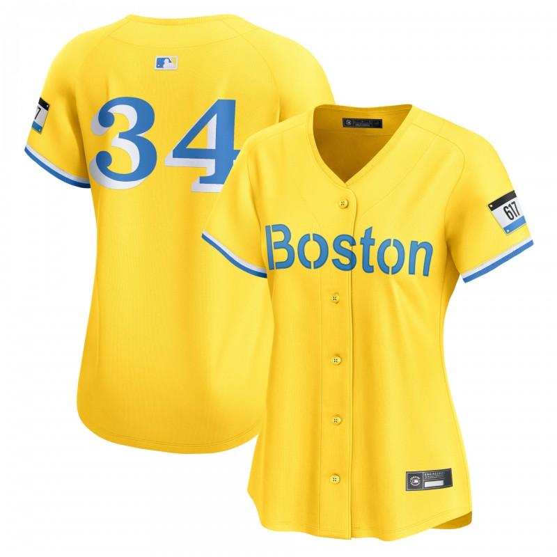 2026 MLB Boston Red Sox Embroidered Baseball Jersey Short Sleeve Womens 34 Number