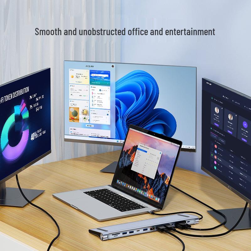 Трансграничный универсальный Type-C док-станция twelve-in-one с поддержкой Dual HDTV, Multi-Screen HD MST и USB-хабом