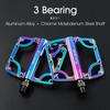 WEST BIKING Bicycle Pedals 3 Bearings CNC Ultralight MTB Road Bike Part Colorful Anti-slip Flat BMX Pedals Cycling Accessories