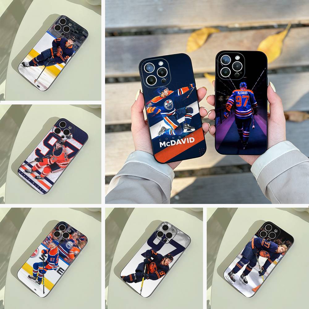 Чехол для телефона с изображением хоккеиста К-Коннора Макдэвида для iPhone 17,16,15,14,13,12,11 Pro Max,16/15/14Plus,XS Мягкий черный чехол