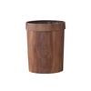 Стильная цельная корзина для мусора с текстурой под дерево, без крышки, скрывает мусорные пакеты, идеально подходит для ванных комнат, спален, кухонь и офисов (цилиндрический)