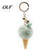 Decorative Key Chain Plush Ice Cream Keychain for Backpacks, Fluffy Cone Handbag Hanging Accessory Bag Charm, Pendant with Metal Ring Purse Ornament