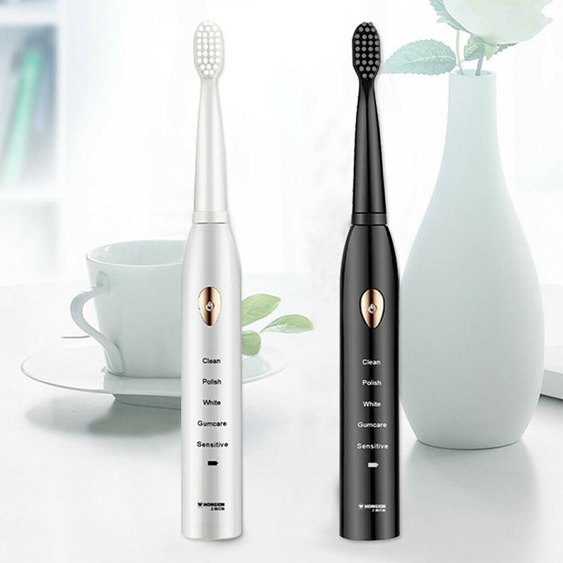 PDTO Adult Sonic Electric Toothbrush Waterproof 5 Modes +4 Brush Heads