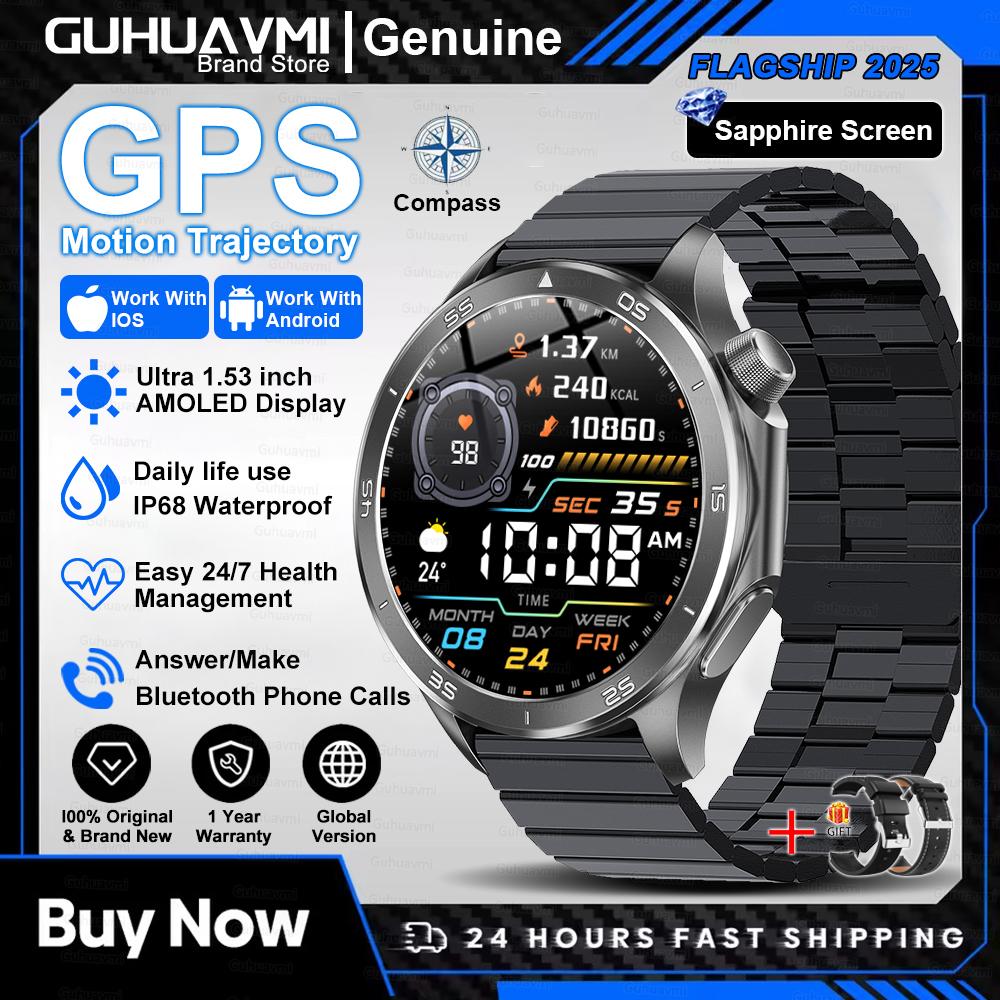 Новые умные часы X2 Модные умные часы для мужчин 1,53'' AMOLED Для улицы GPS Компас Пульсометр IP68 Водонепроницаемые Bluetooth-звонки Умные часы