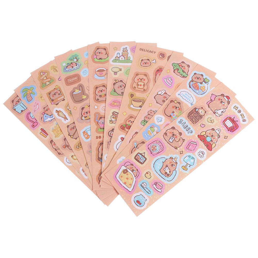 10Sheets Scrapbooking Capybara Stickers School Supplies Kids Toys Sticker Notebook